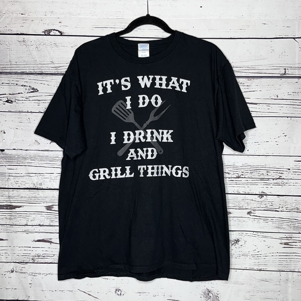 Port & Company XL Black I Drink & Grill Things Summer Party Short Sleeve T-Shirt
